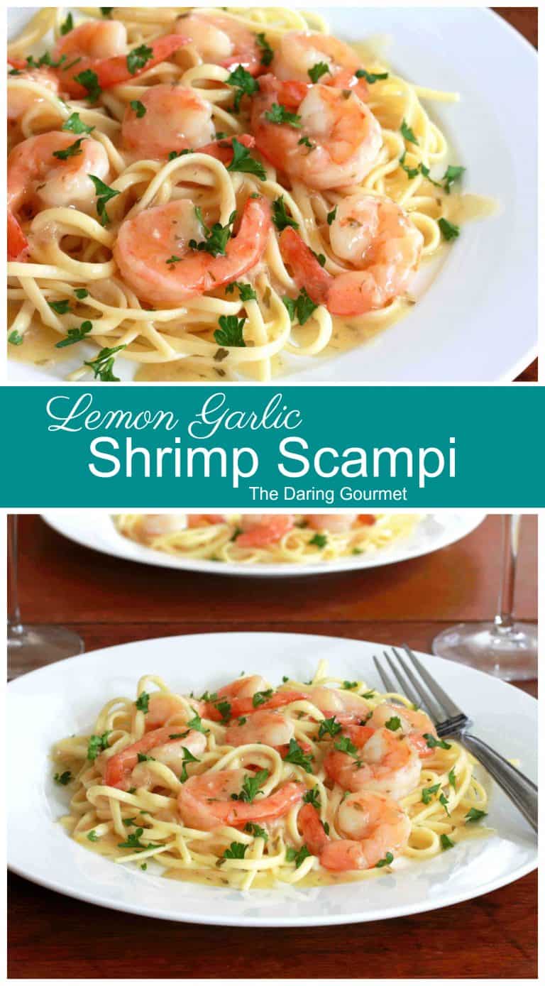 shrimp scampi recipe lemon garlic wine pasta linquine easy fast simple