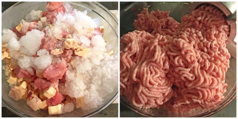 grinding meat and fat with ice