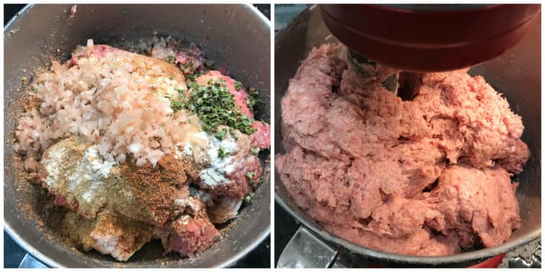mixing meat mixture