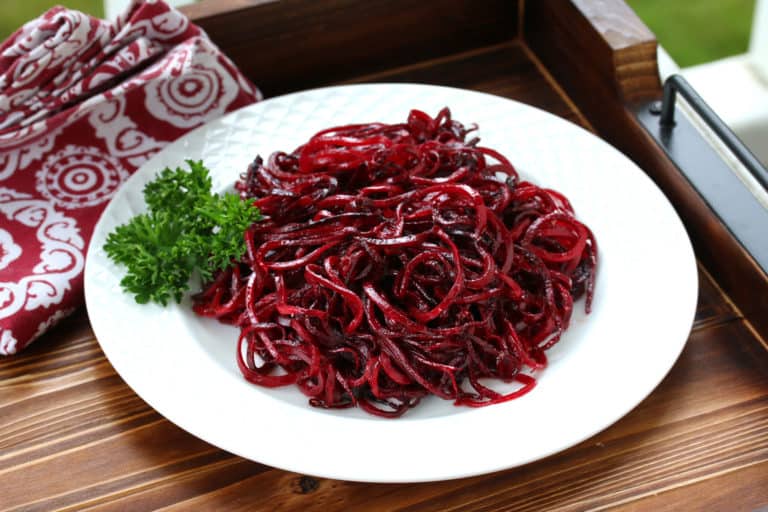 spiralized beets recipe roasted vinaigrette honey mustard healthy easy quick