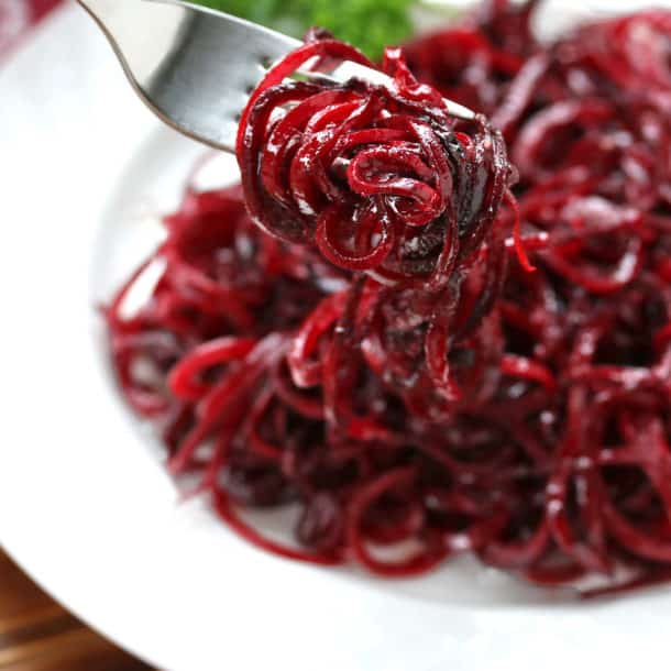Roasted Spiralized Beets with Honey Mustard Vinaigrette The Daring