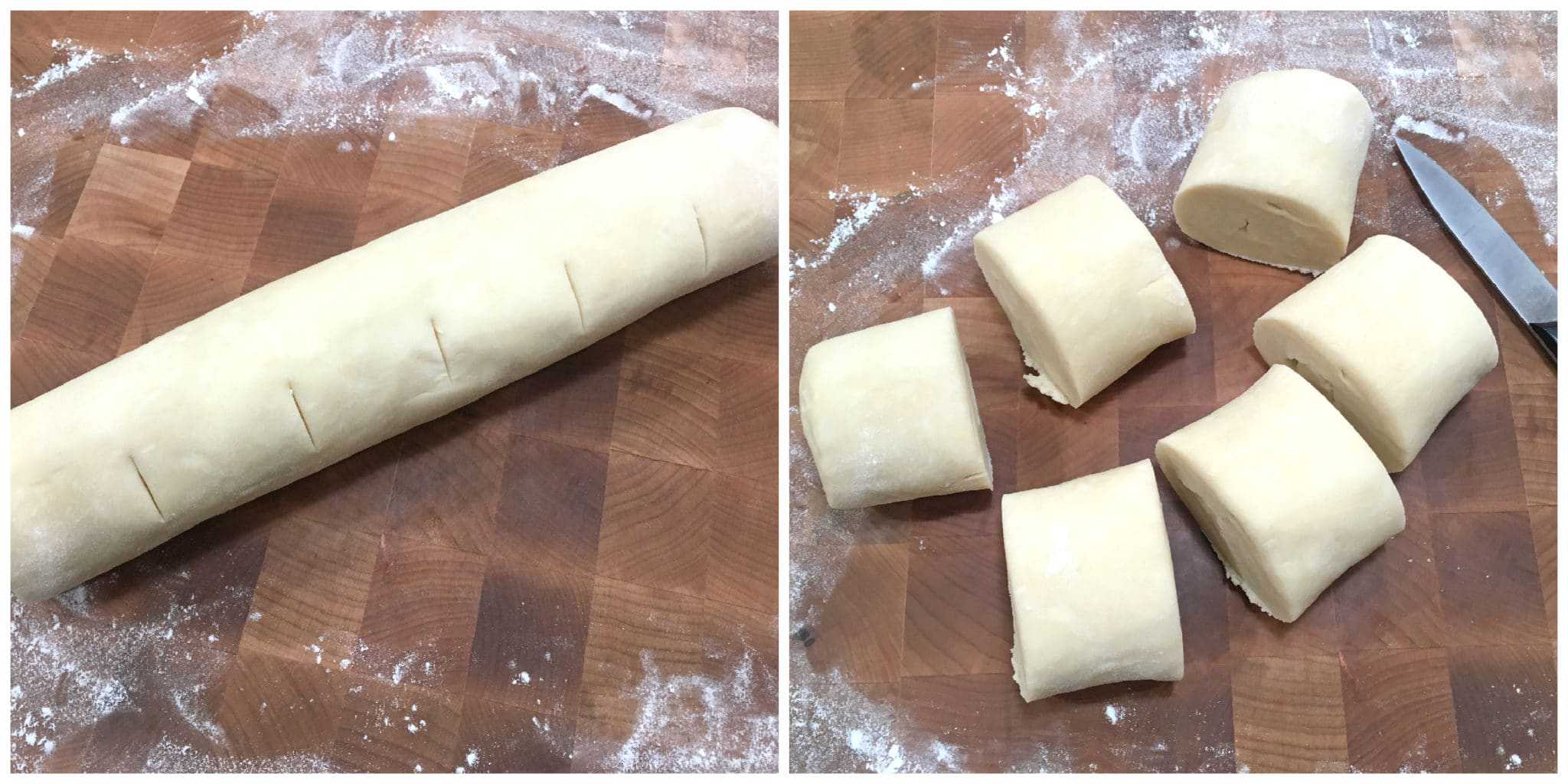dividing the pastry dough