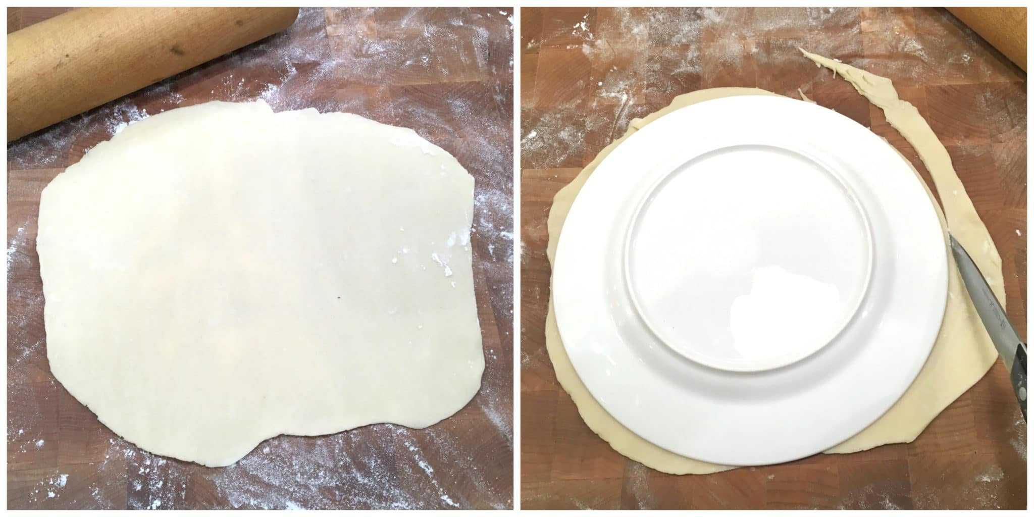 cutting pastry into a circle