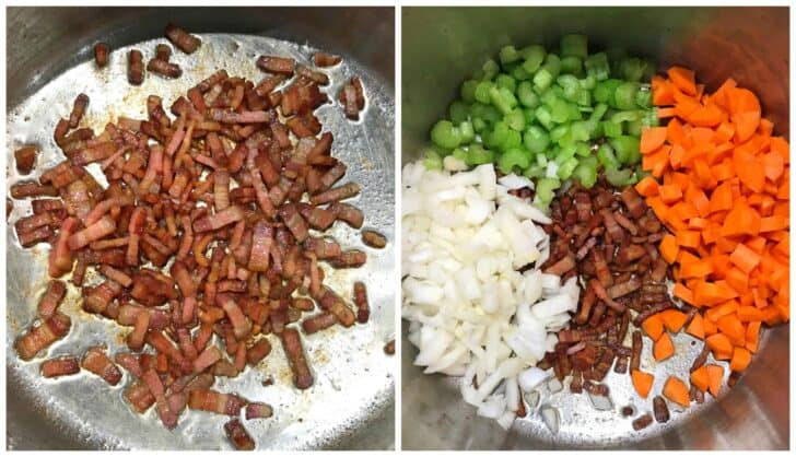 cook bacon and veggies