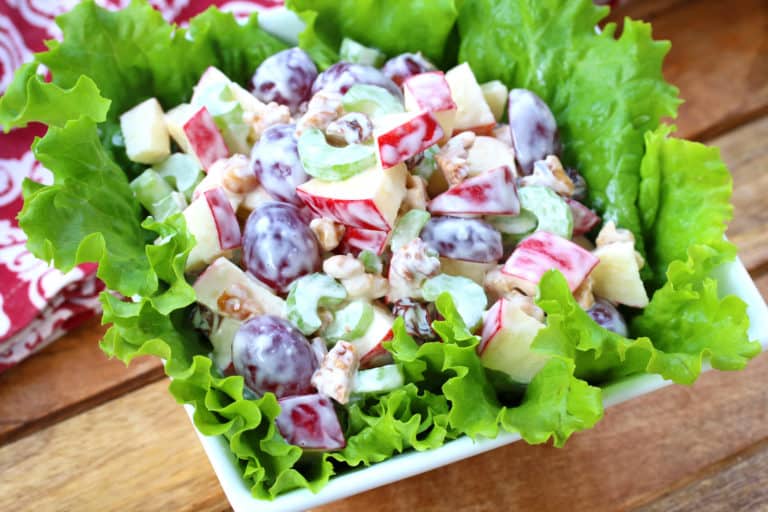 waldorf salad recipe best classic grapes apples walnuts celery mayonnaise