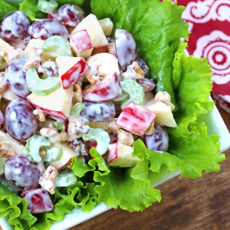 waldorf salad recipe best classic grapes apples walnuts celery mayonnaise