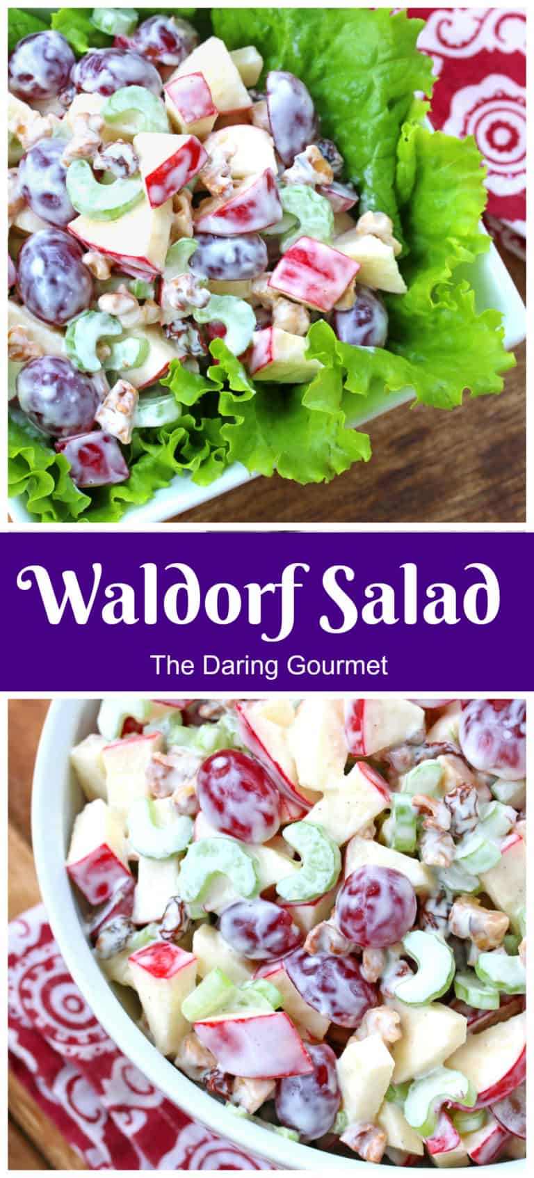 waldorf salad recipe best classic apples grapes walnuts mayonnaise 