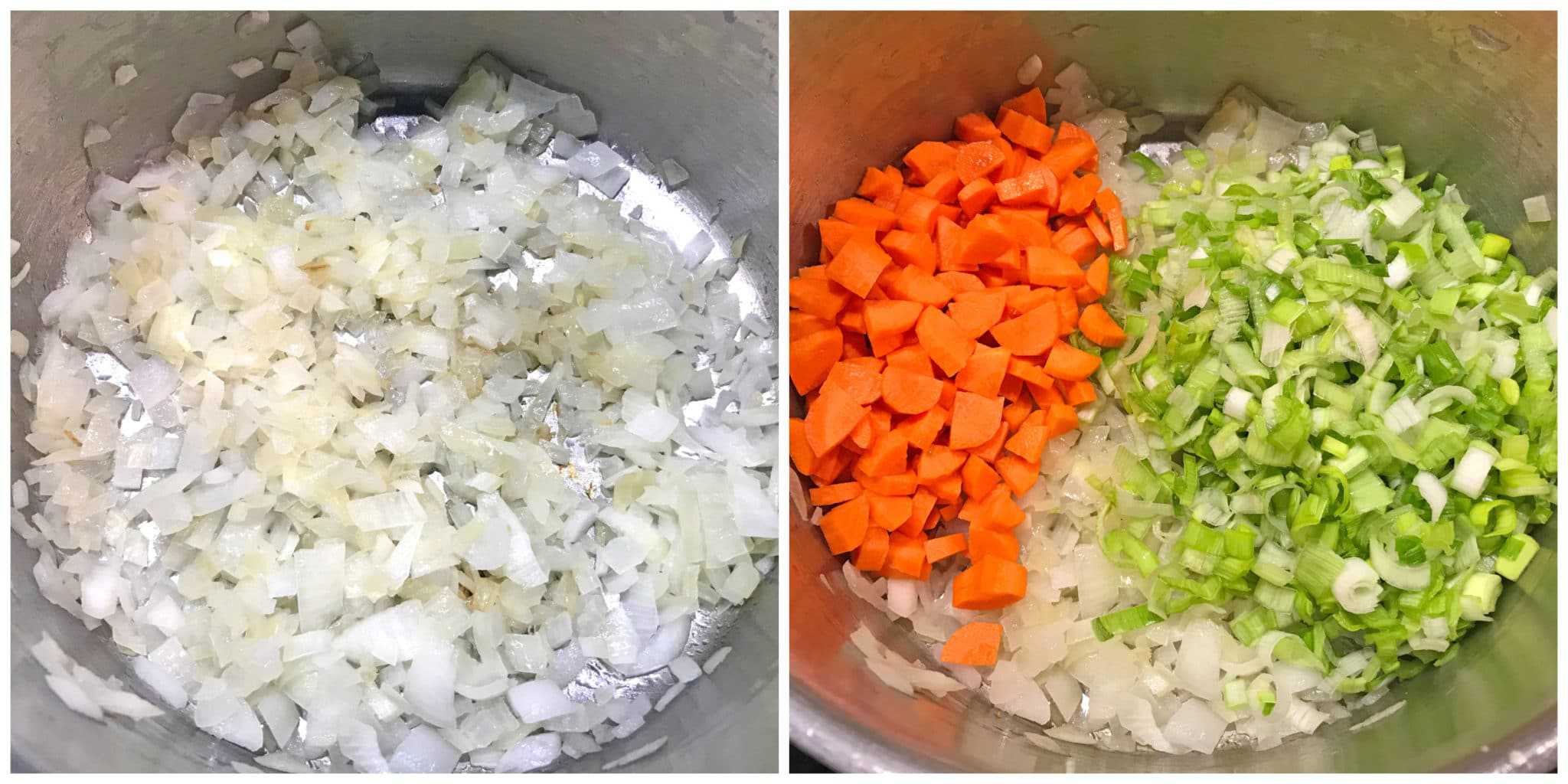 cooking onions carrots leek
