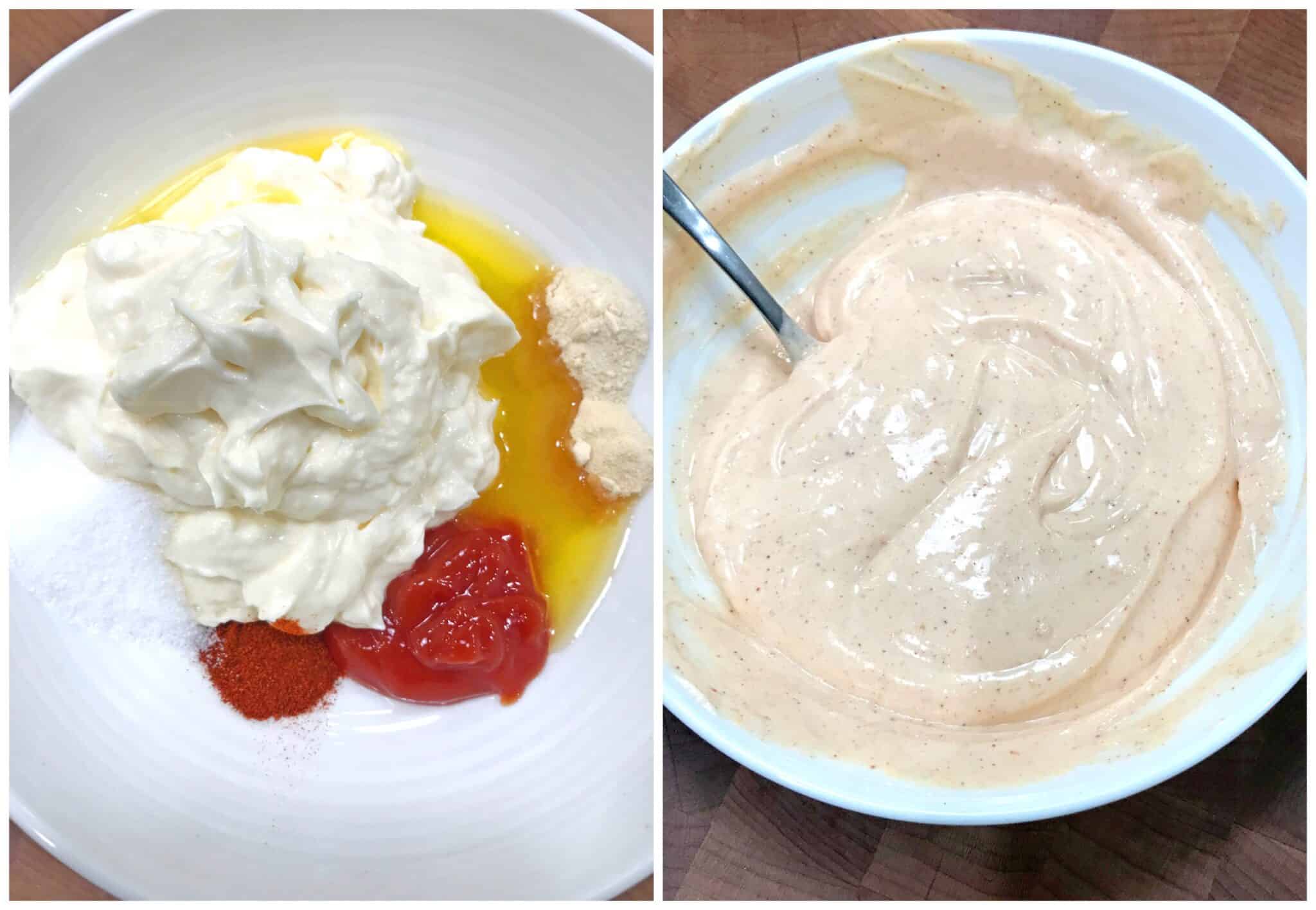 combining ingredients in a bowl