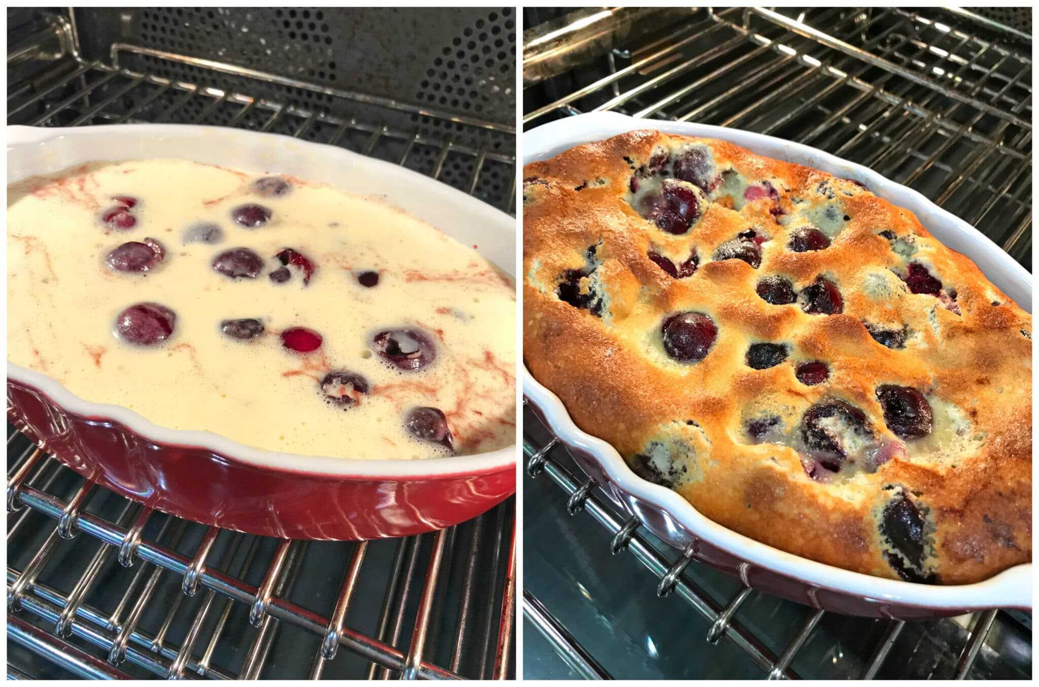 baking cherry clafoutis in oven