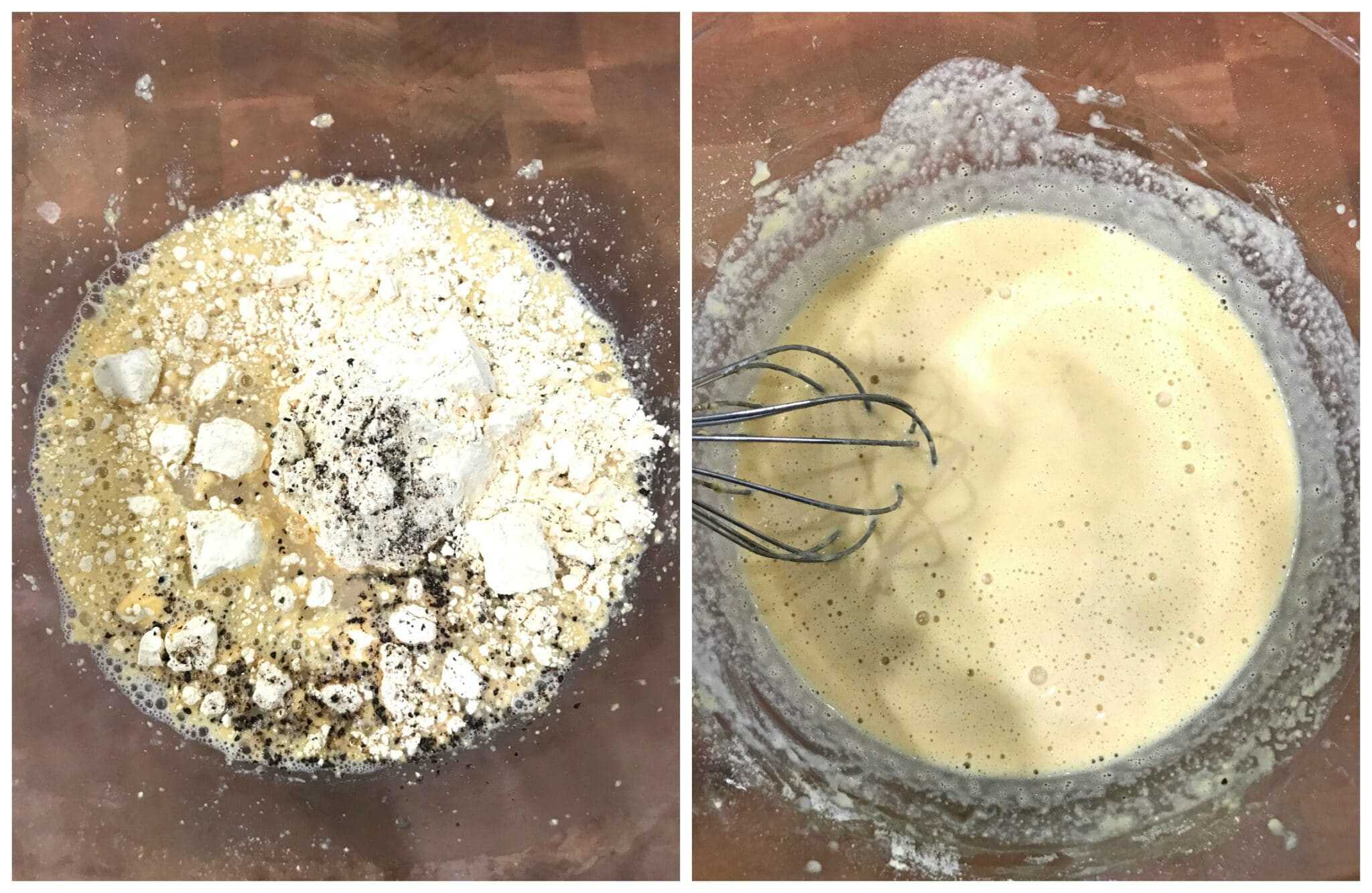 whisking together batter ingredients