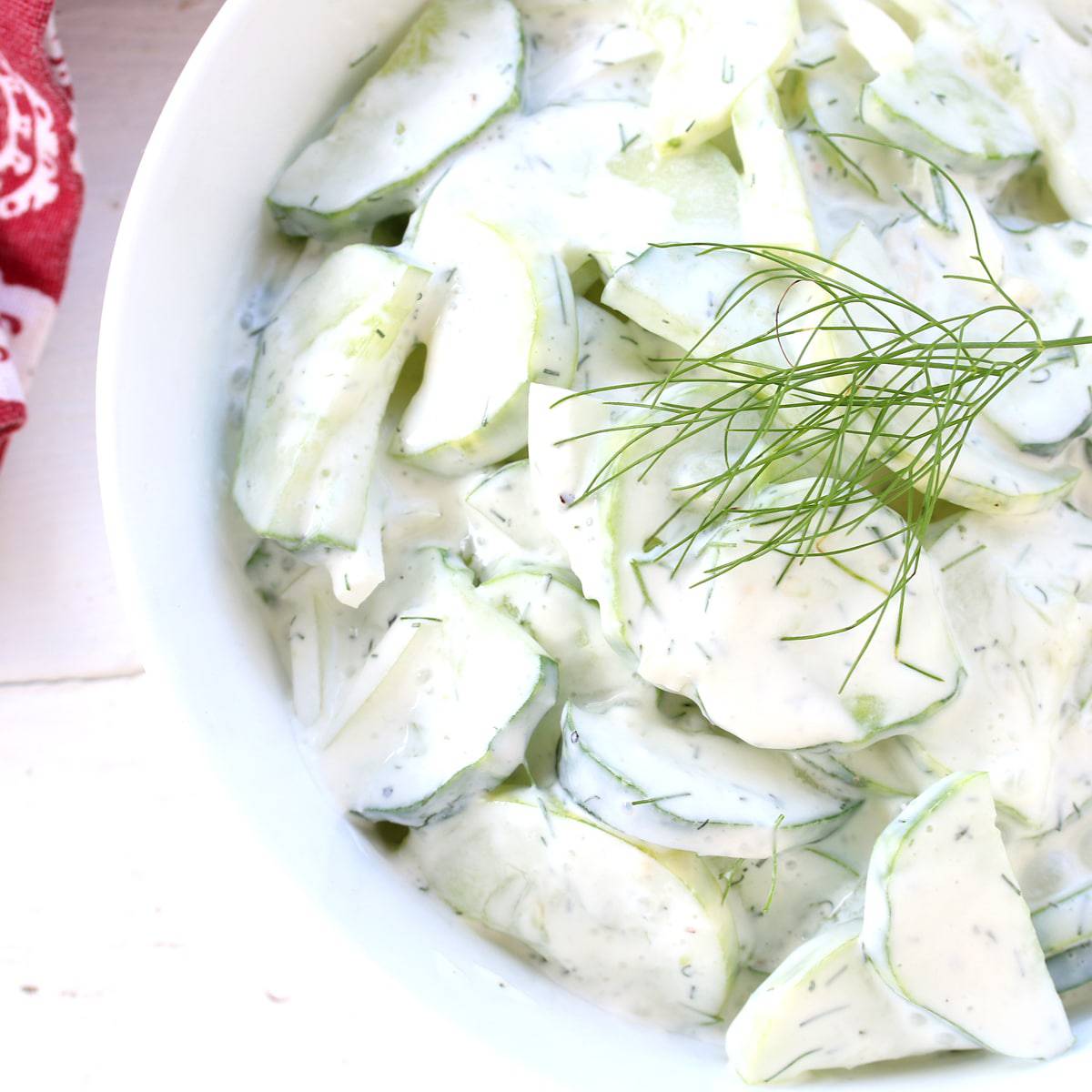 creamy german cucumber salad recipe sour cream dill onions herbs