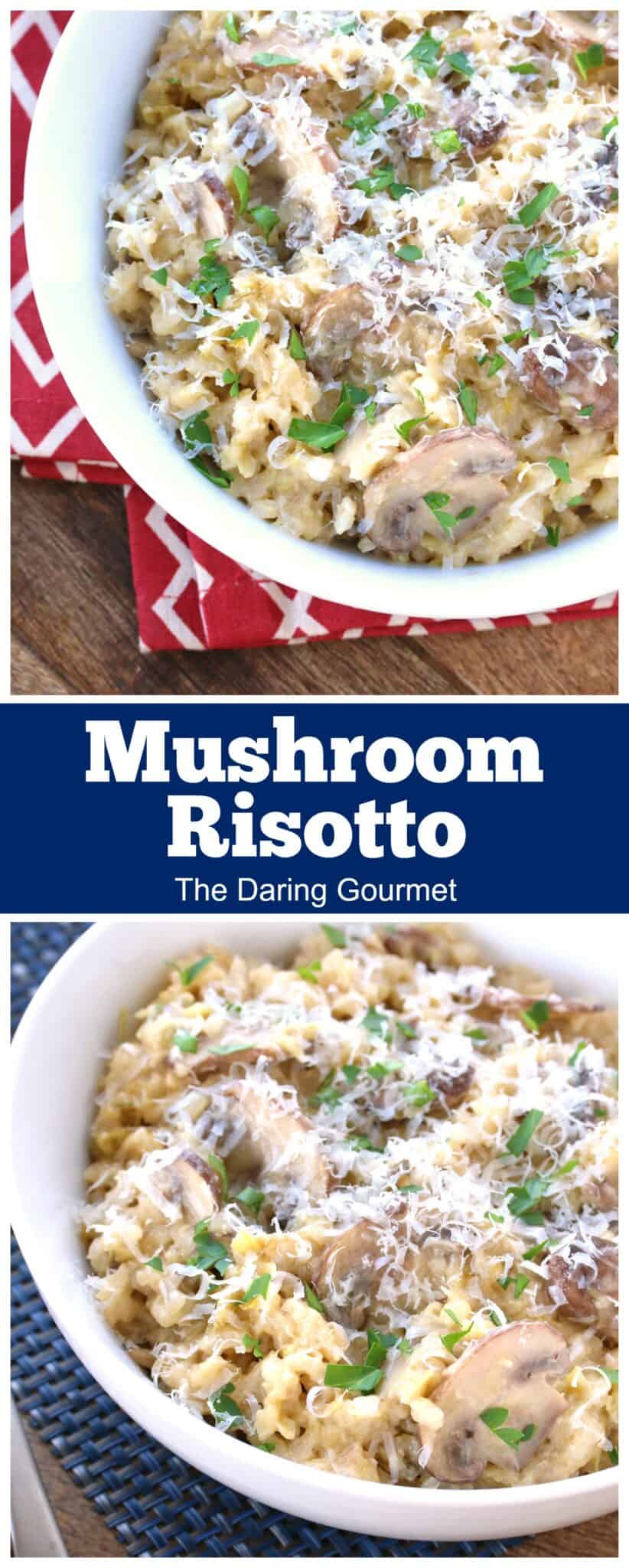 mushroom risotto recipe leek onions parmesan white wine Aneto broth