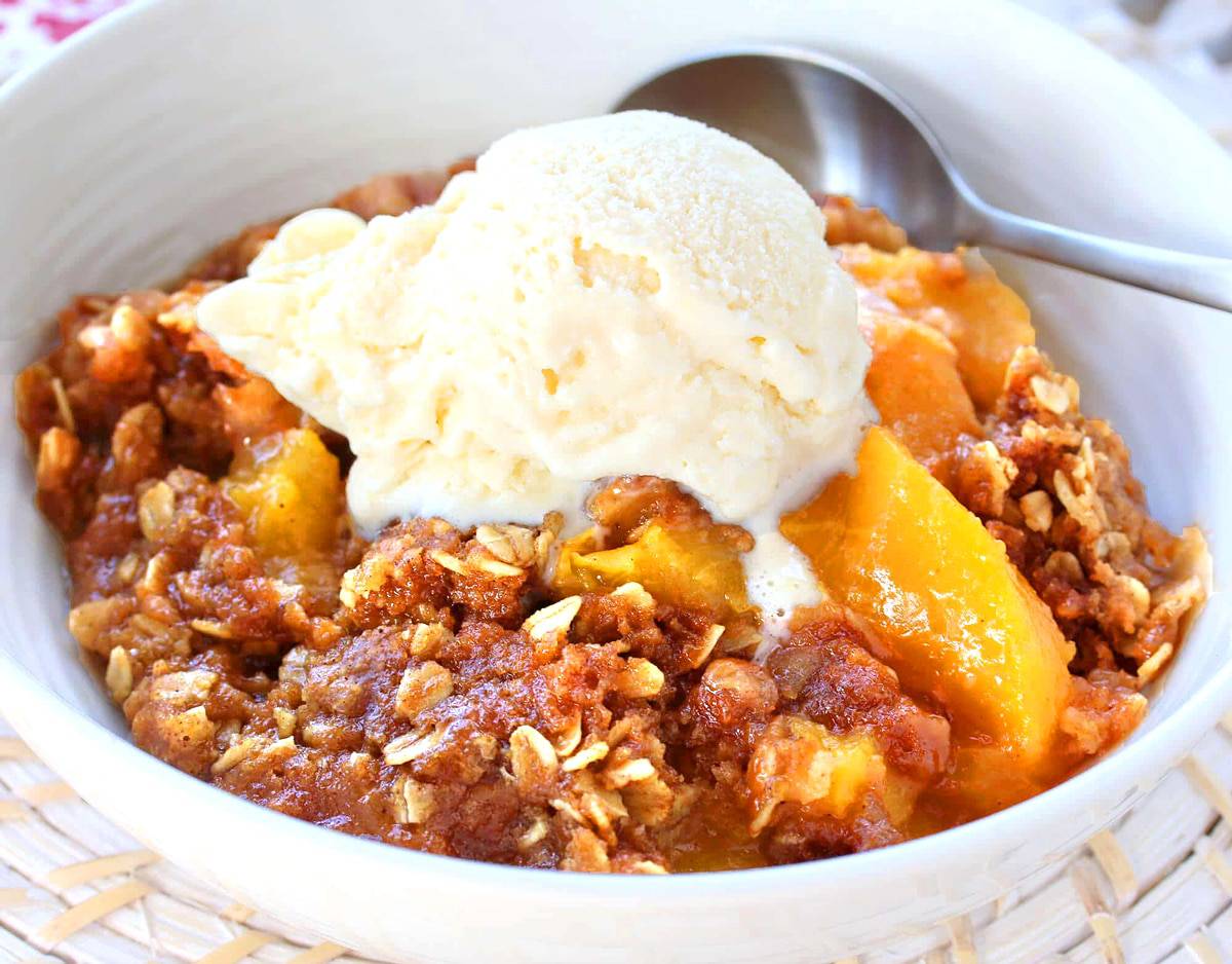 peach crisp recipe best slow cooker crock pot oven