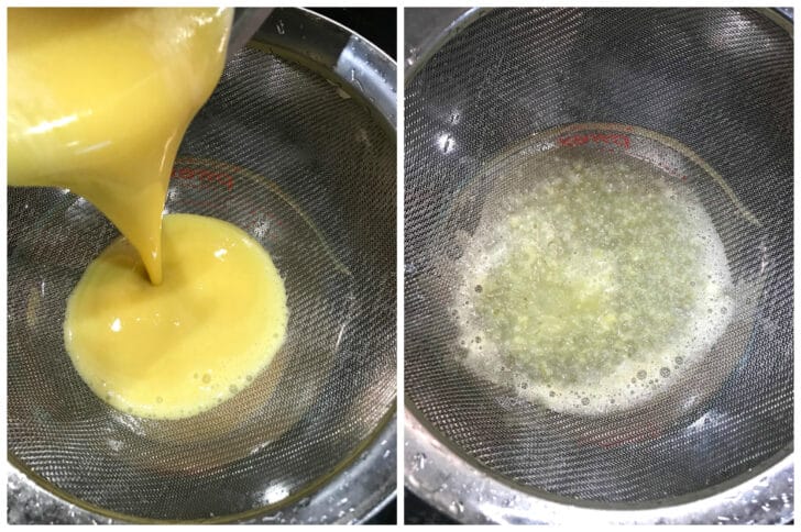 straining the custard