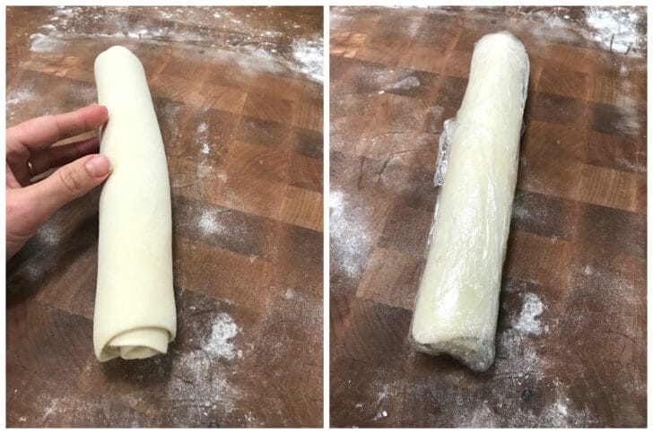 rolling up the pastry