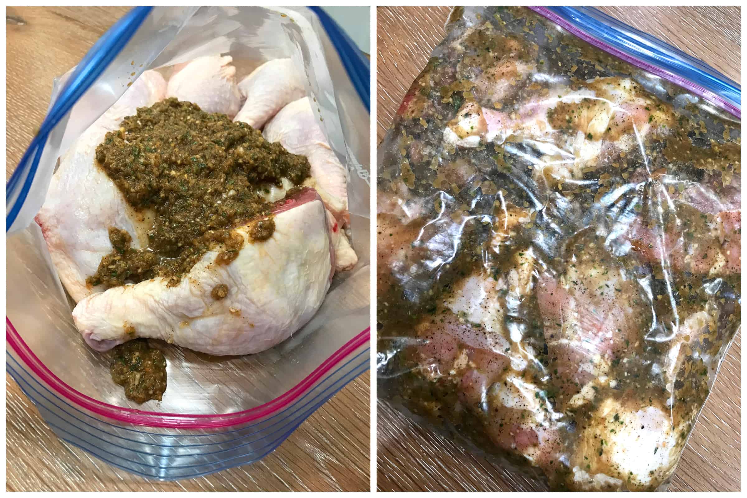 marinating in ziplock bag