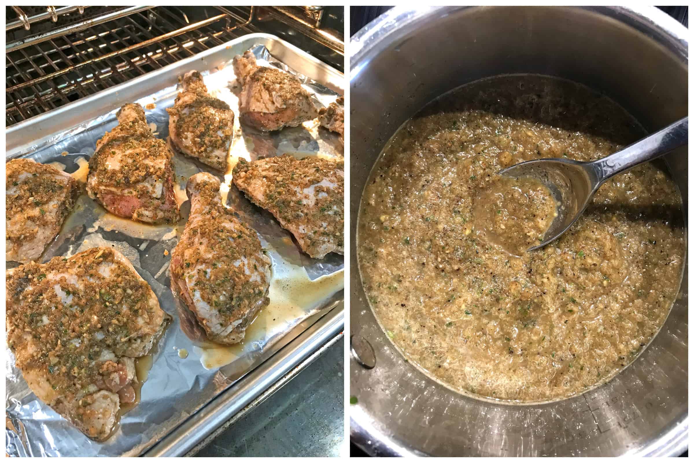 spreading pieces out on baking sheet