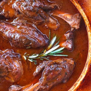 braised lamb shanks recipe classic traditional French red wine rosemary gravy