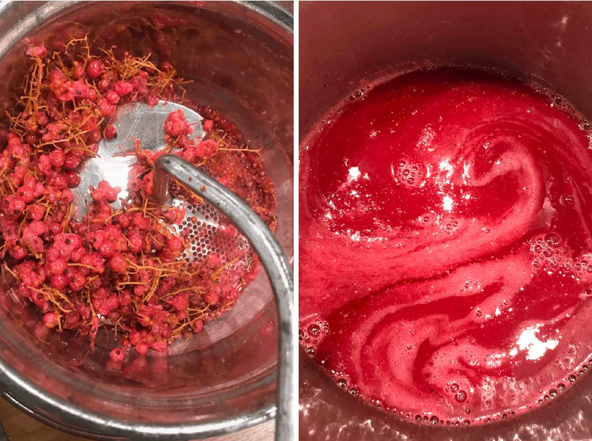 running berries through a food mill