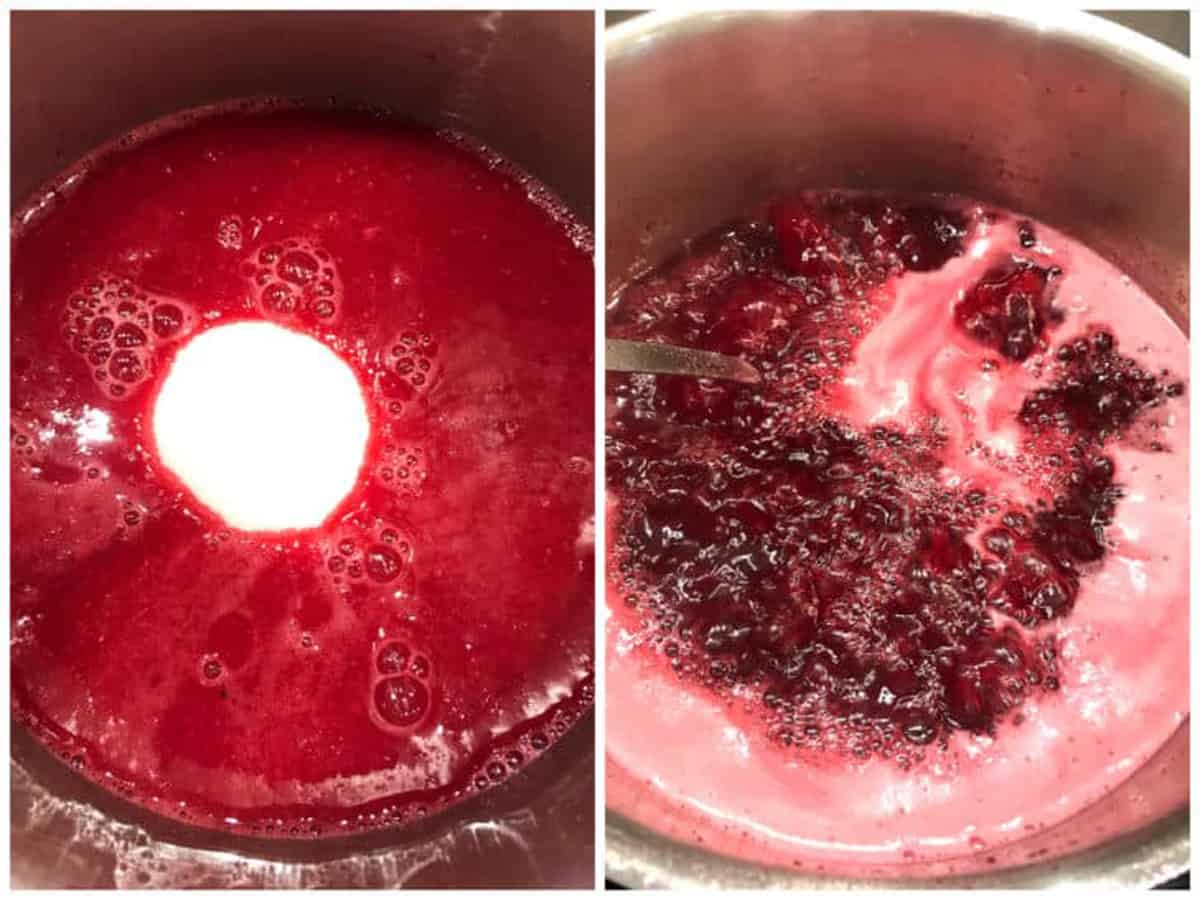 adding sugar to the berries
