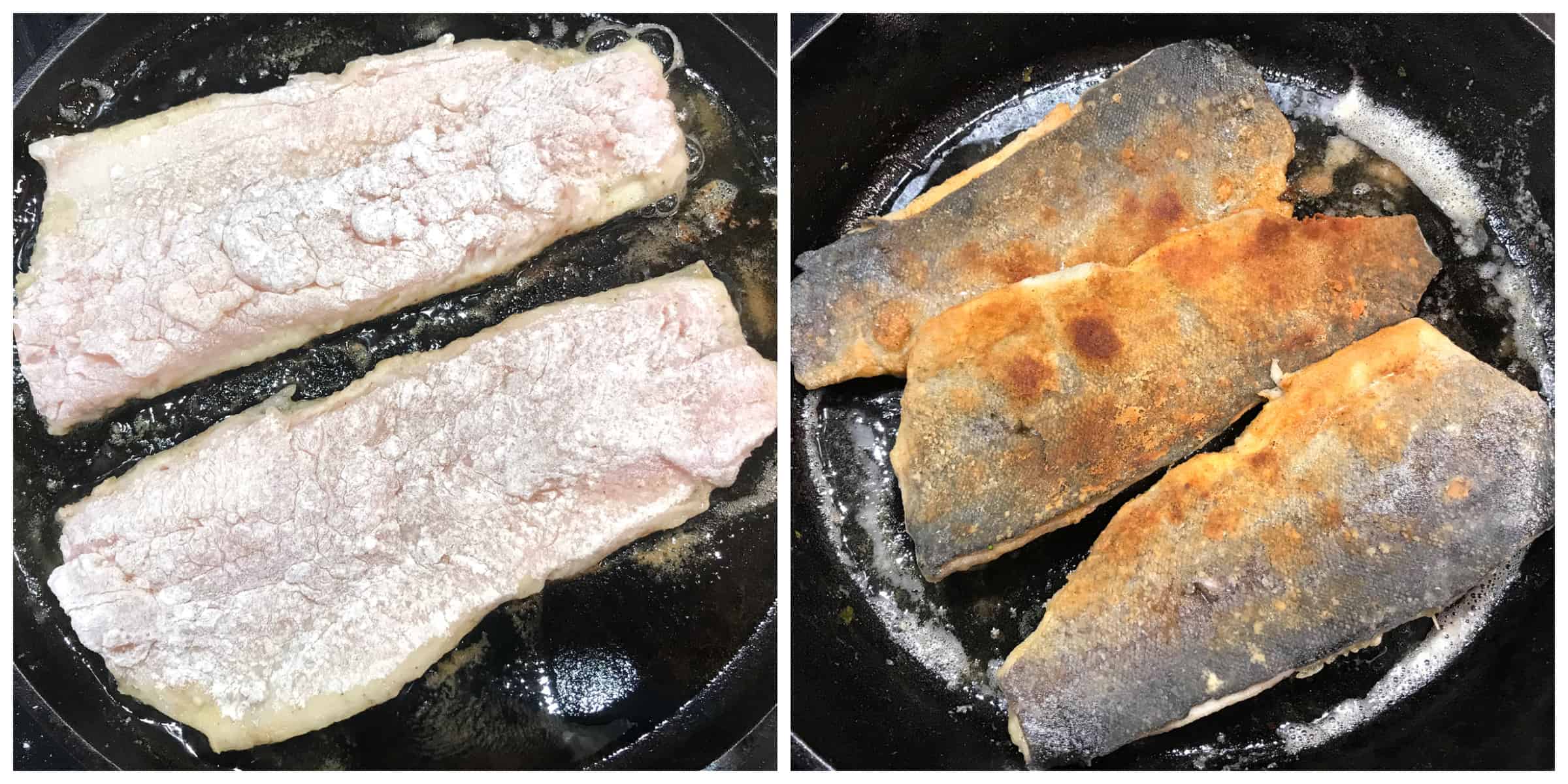 frying fish in pan