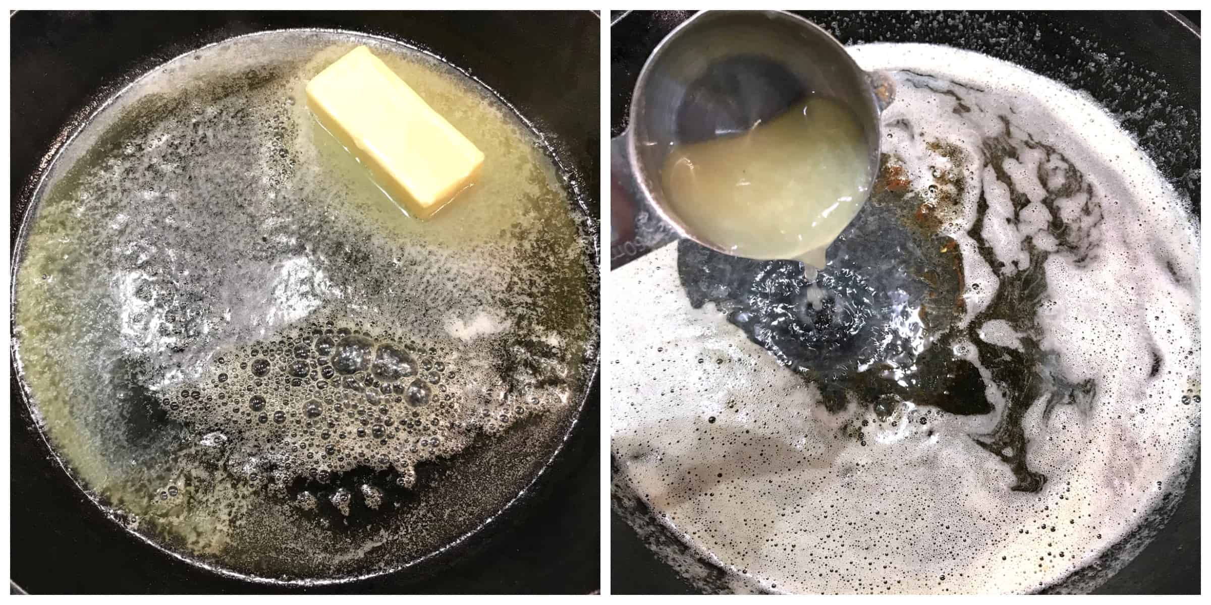 melting butter adding lemon juice