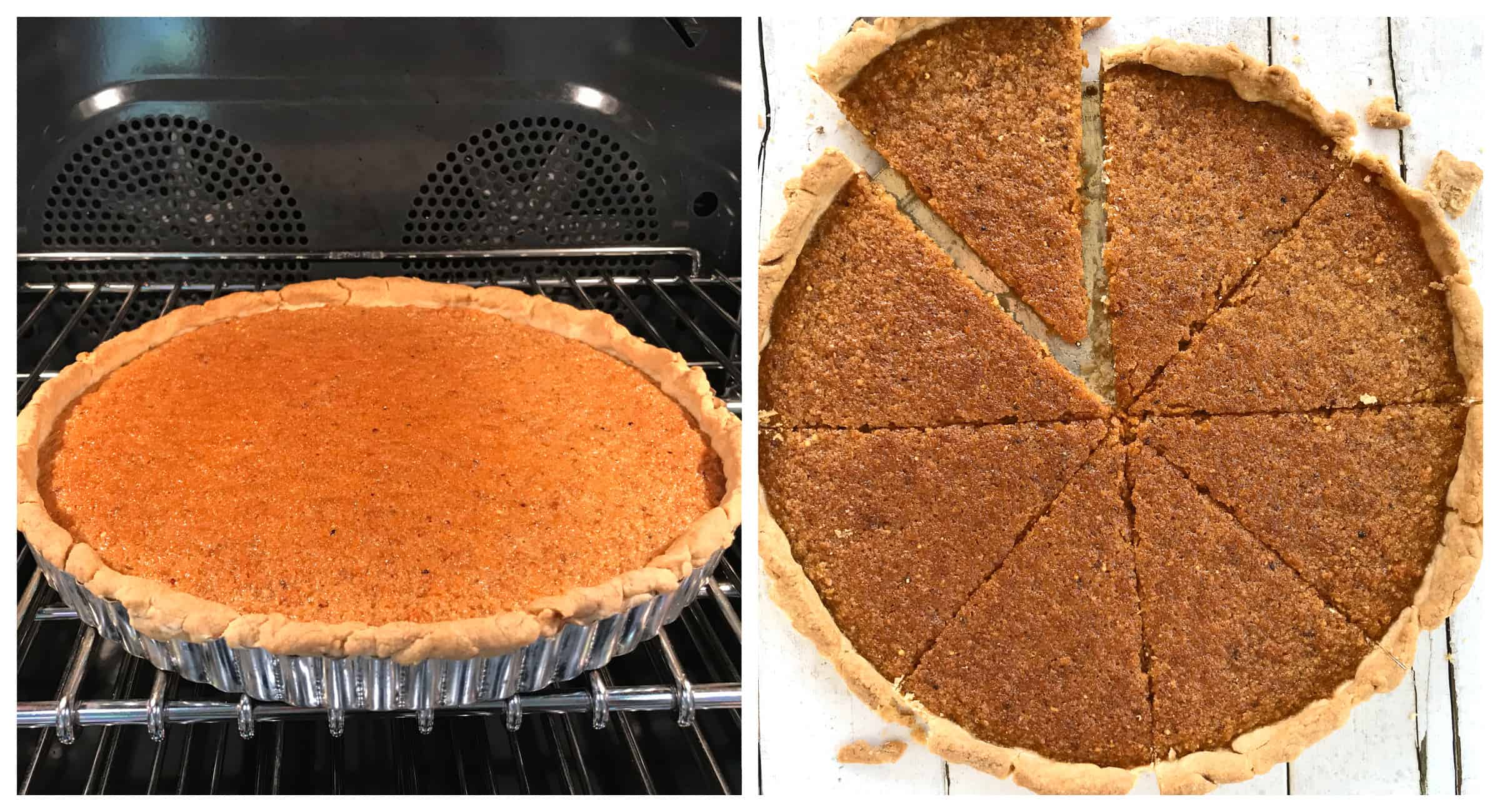 baking treacle tart in oven