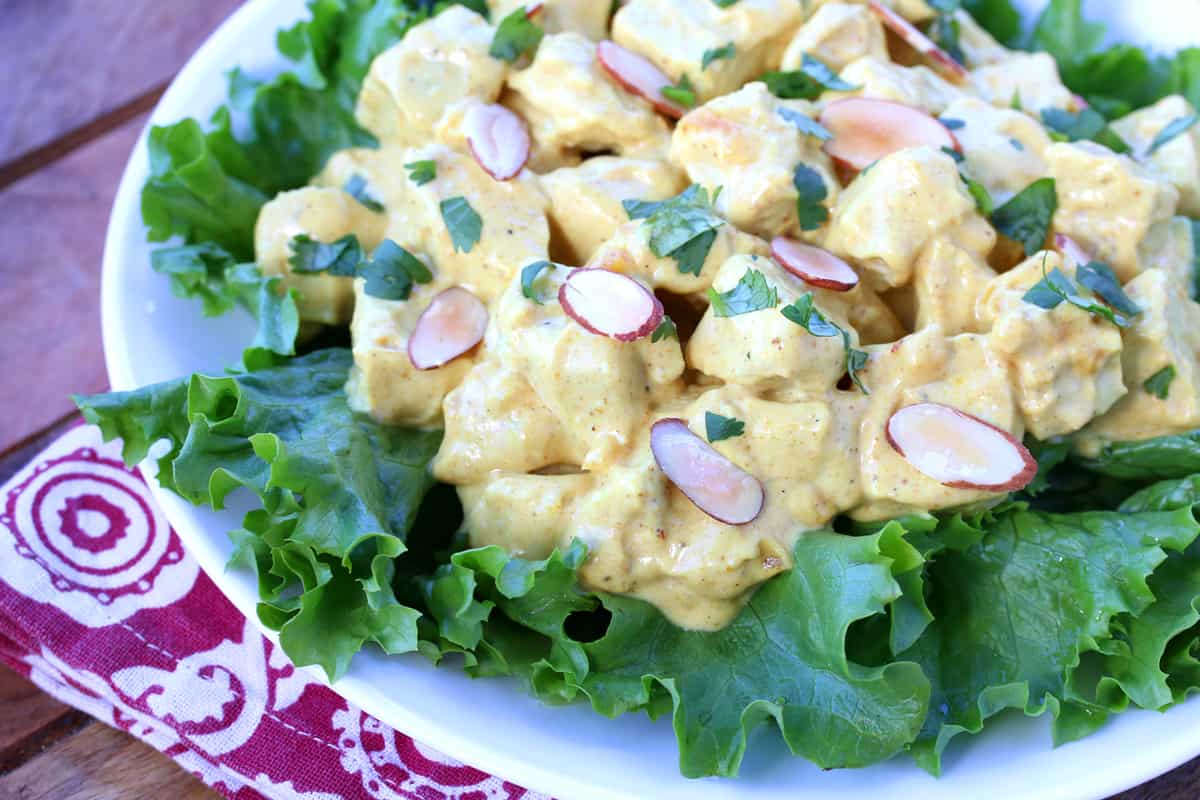 coronation chicken recipe best Queen Elizabeth England British English curry powder mango apricot almonds
