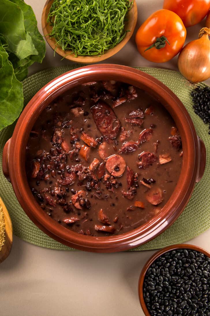 feijoada recipe Brazilian black bean stew sausage smoked meats pork beef linguica Portuguese oranges rice