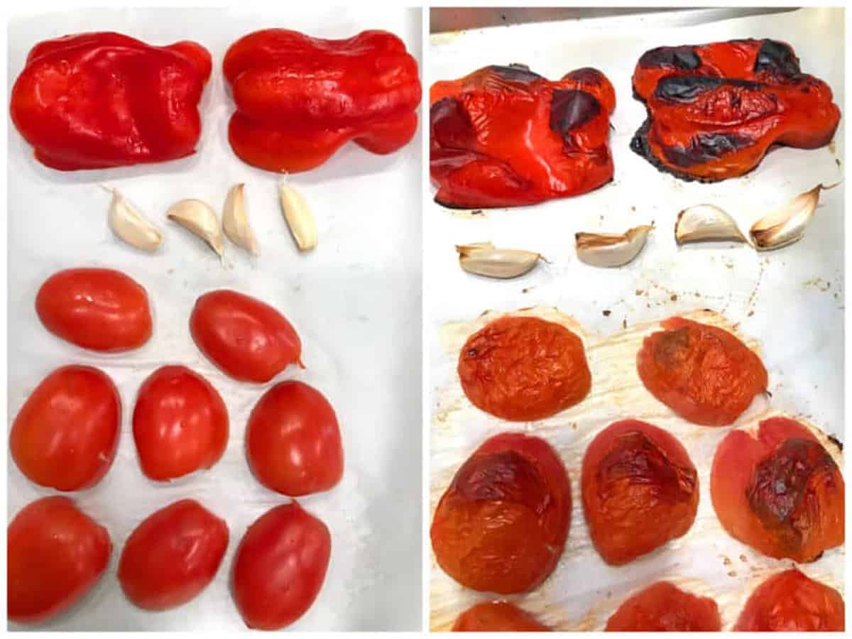 roasting tomatoes peppers and garlic
