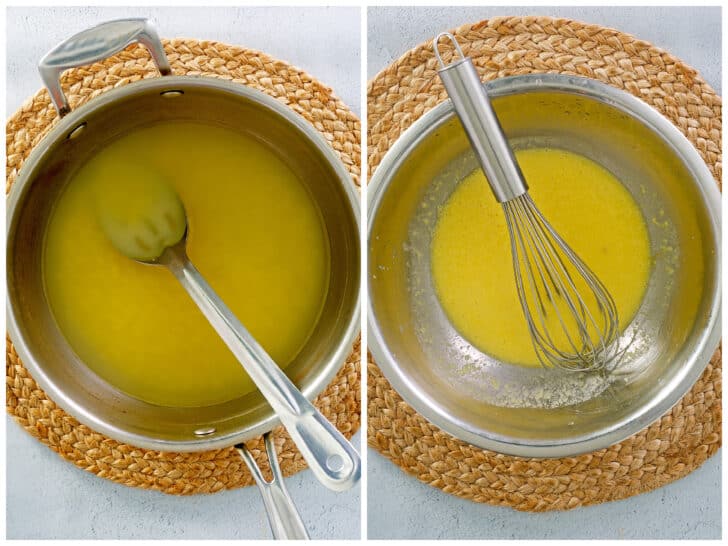 combining lemon juice and egg yolks