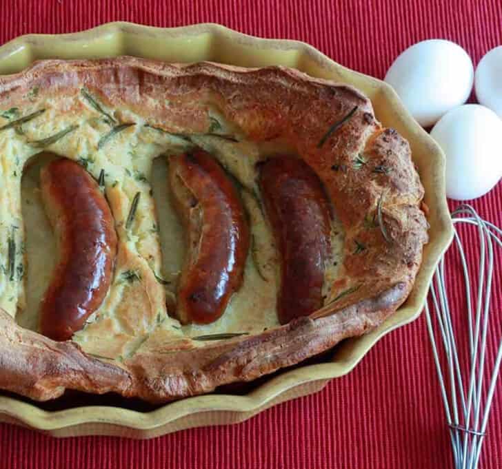 toad in the hole recipe authentic traditional British English bangers sausages yorkshire pudding