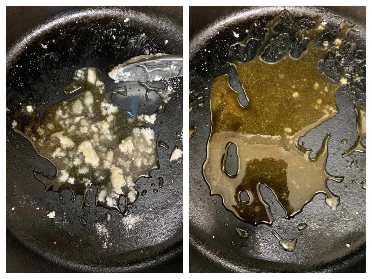 melting sugar in cast iron pan