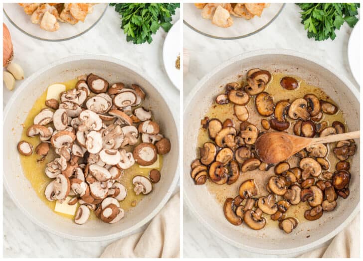 sauteing mushrooms in butter