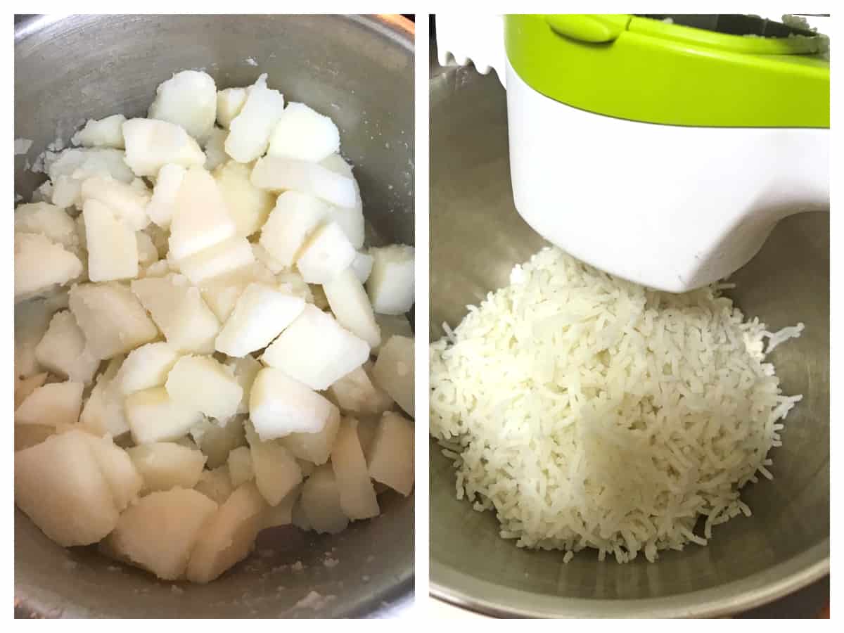 cooking and ricing potatoes