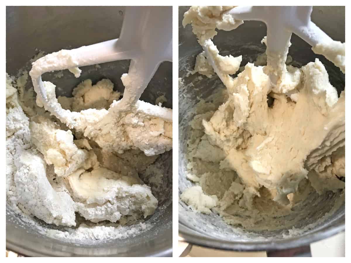 mix flour into potatoes