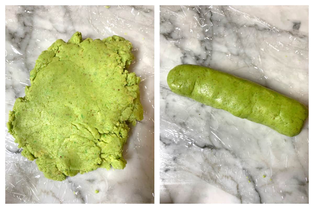store pistachio marzipan in plastic wrap