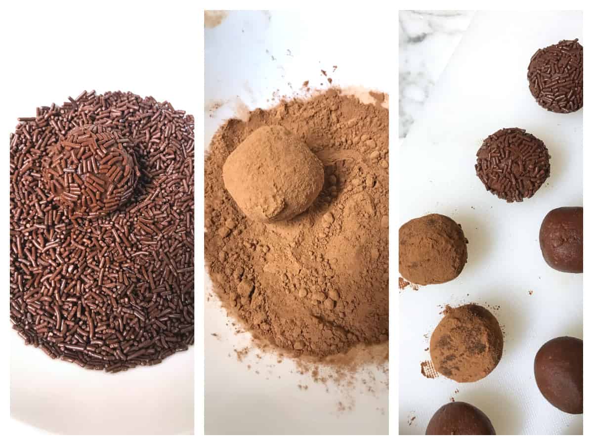 german rum balls recipe rumkugeln traditional German chocolate almonds rum cocoa powder chocolate sprinkles