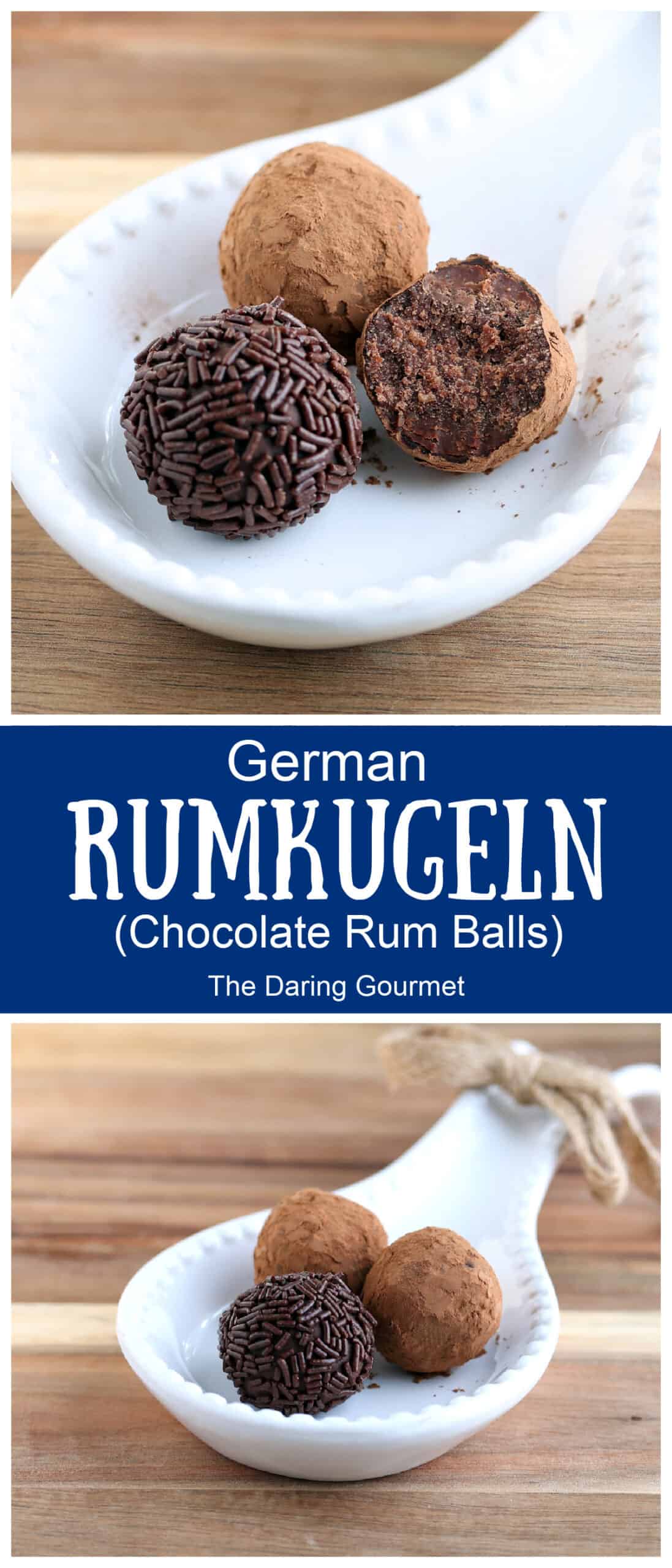 german rum balls recipe rumkugeln traditional German chocolate almonds rum cocoa powder chocolate sprinkles
