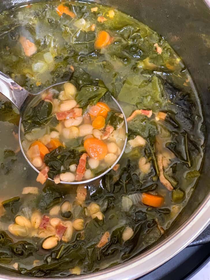 white bean kale soup recipe instant pot pressure cooker bacon easy healthy 