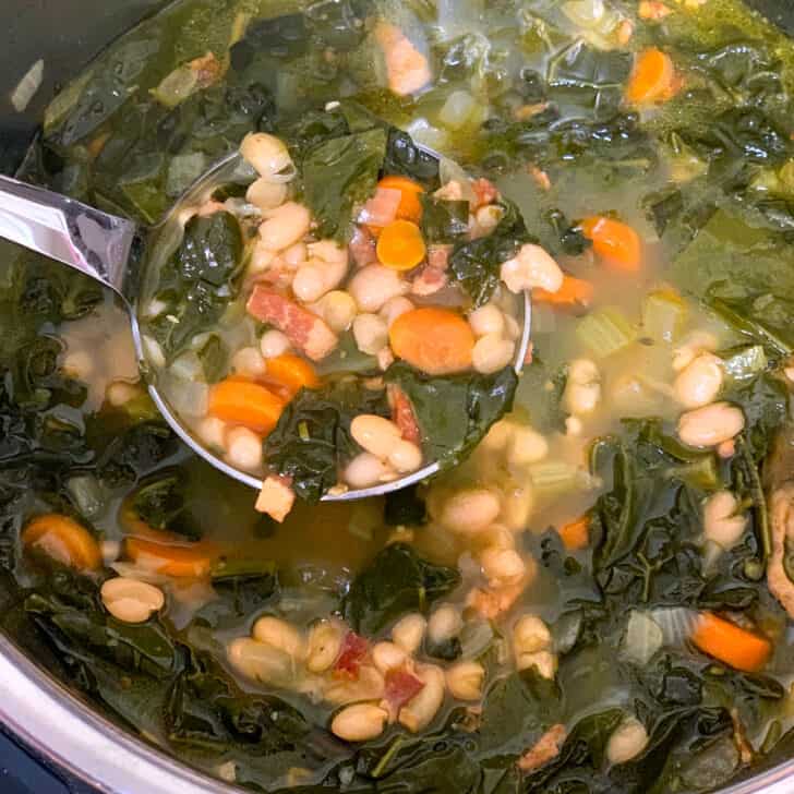 white bean kale soup recipe instant pot pressure cooker bacon easy healthy