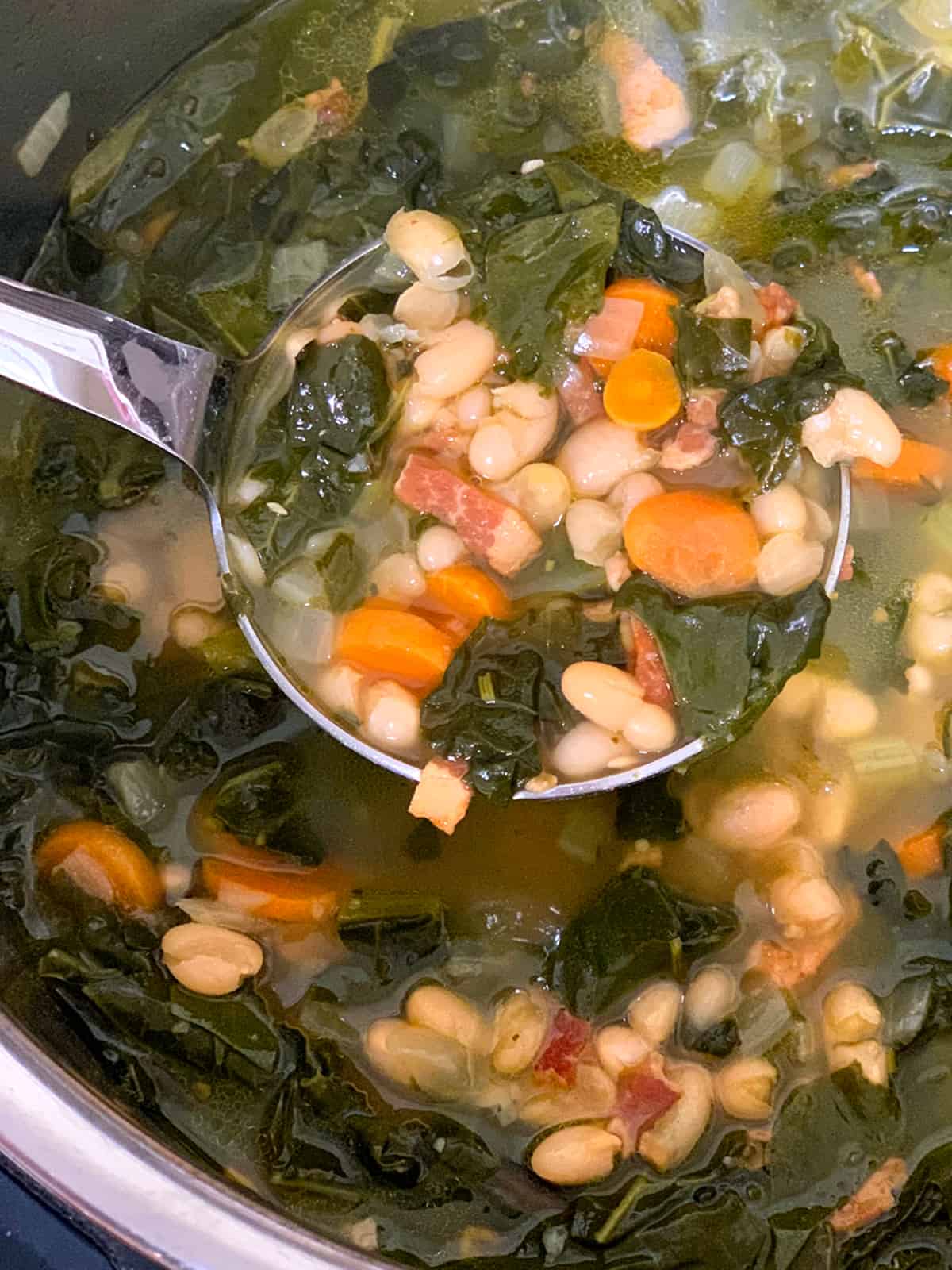 white bean kale soup recipe instant pot pressure cooker bacon easy healthy