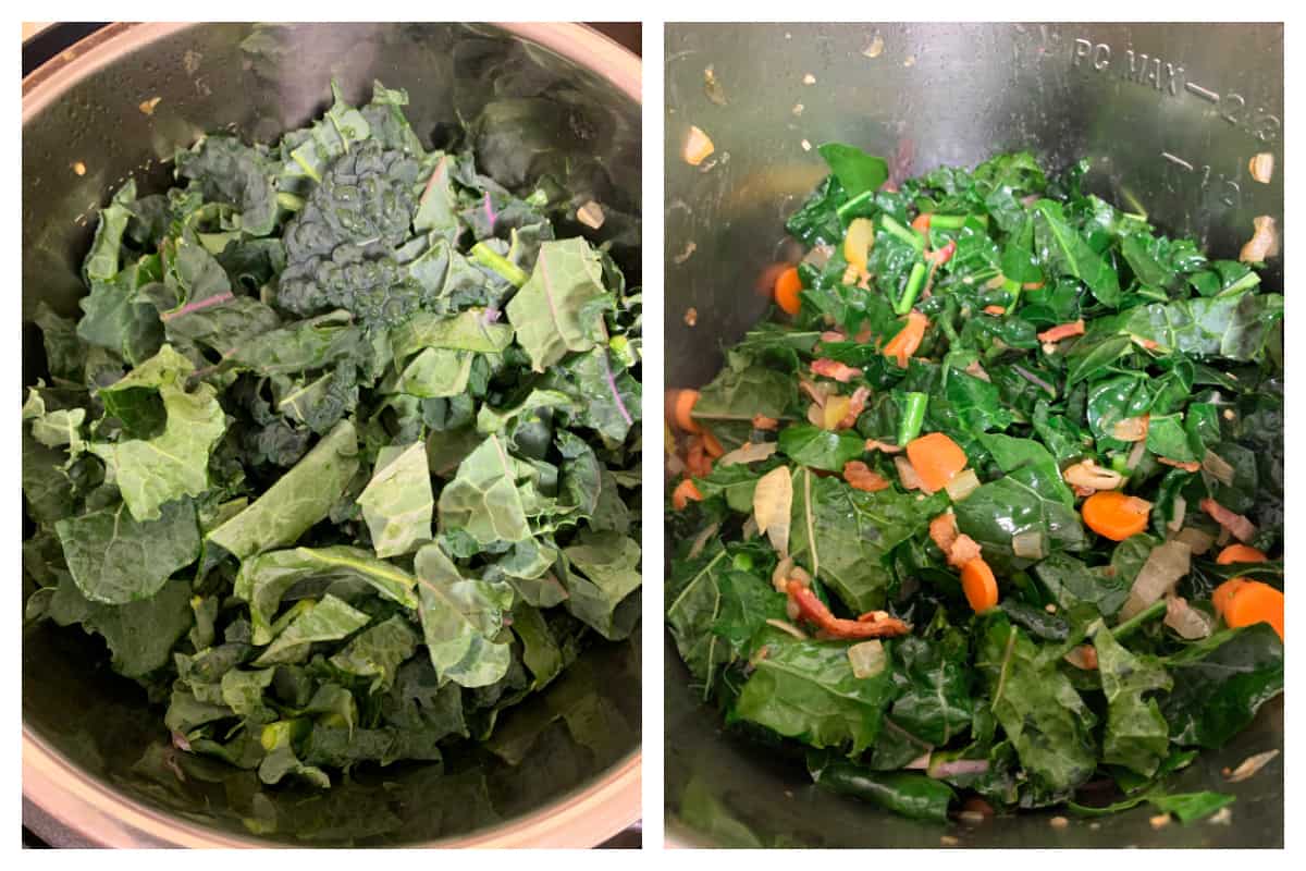 adding veggies to pot