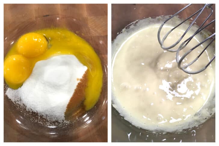 beating eggs and sugar