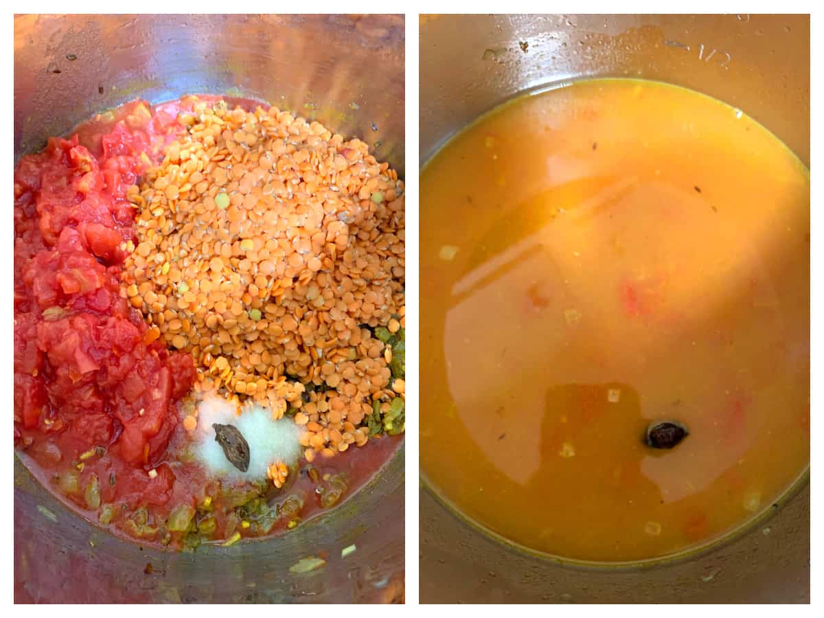adding ingredients to pot