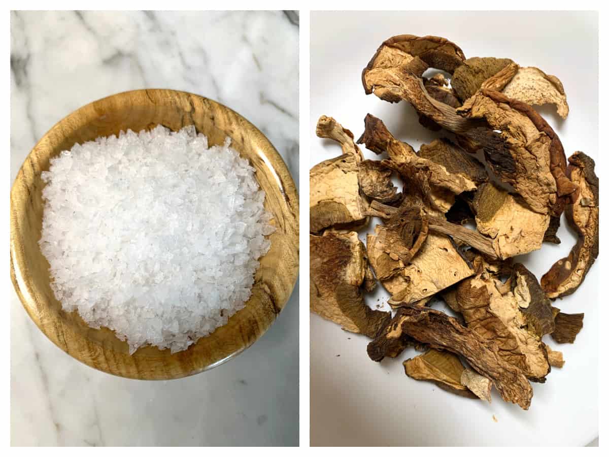 flaked sea salt dried porcini mushrooms