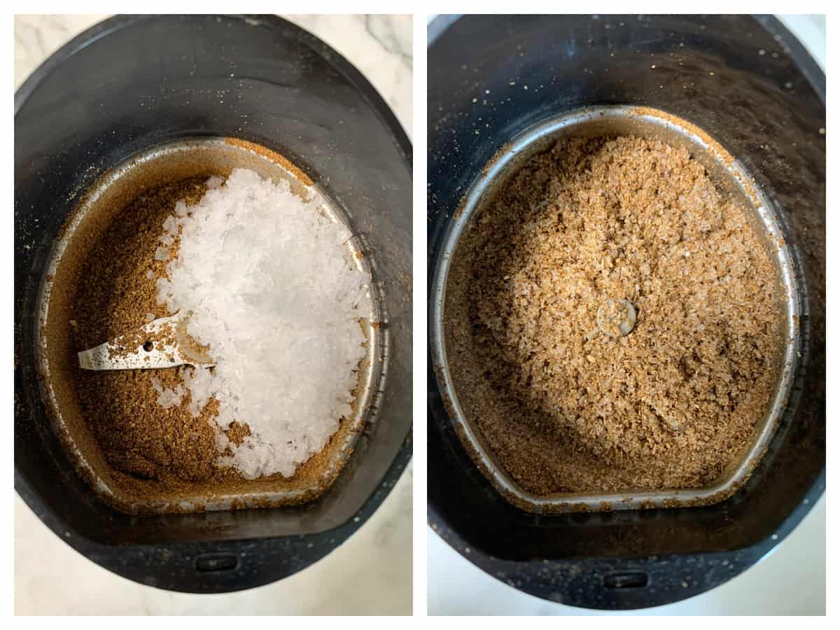 grinding ingredients in spice grinder