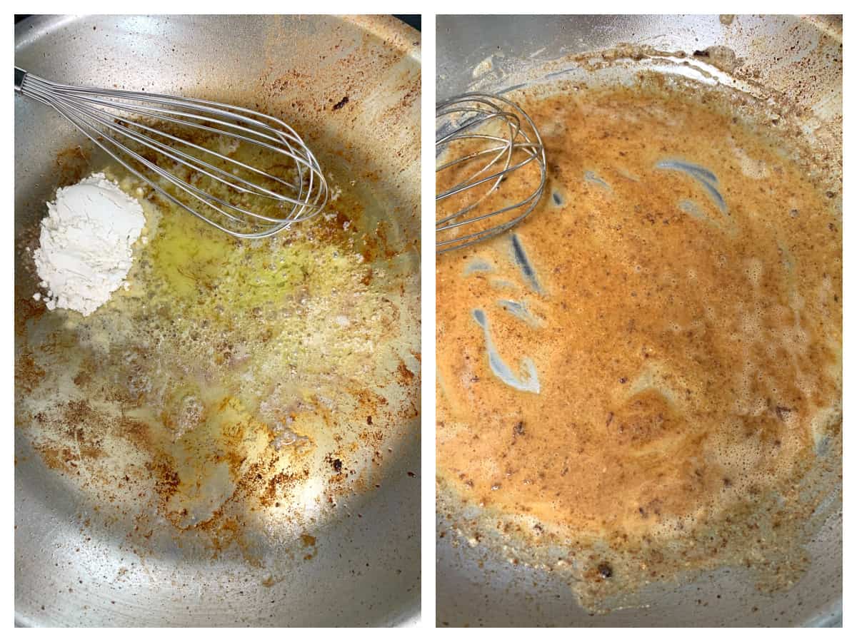 making roux with butter and flour