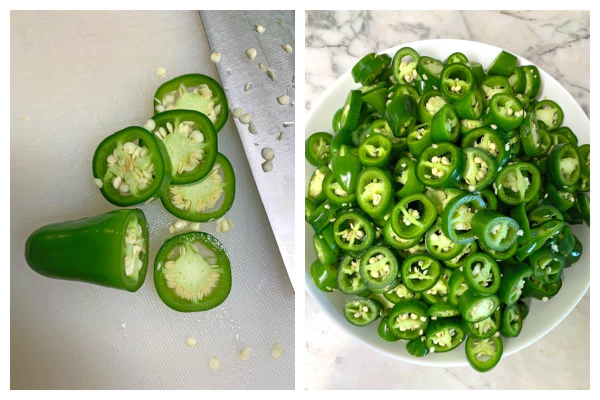 slicing the veggies